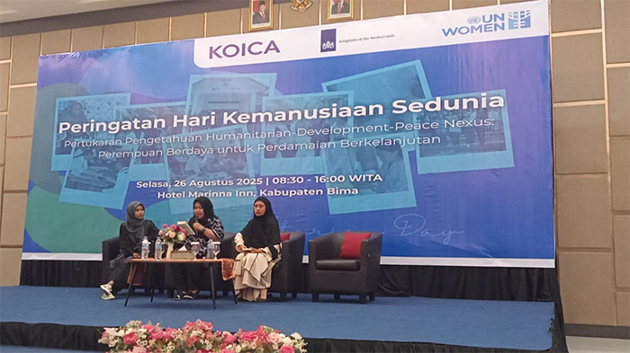 Suasana Pertukaran Pengetahuan Humanitarian, Development, Peace (HDP) Nexus di Ballroom Hotel Marina Inn Kota Bima, Selasa (26/8/2025). Foto Berita11.com.