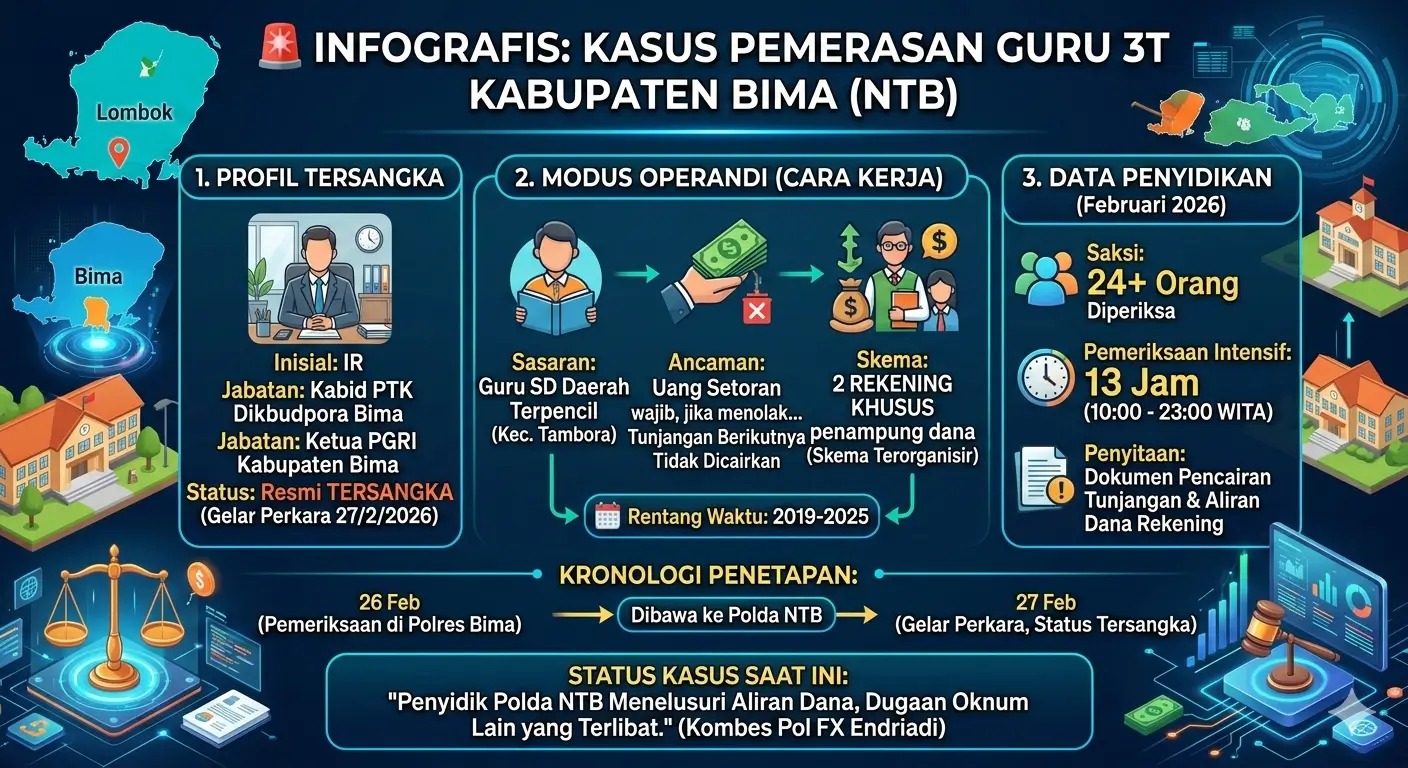 Infografis Kasus Ketua PGRI Kabupaten Bima.