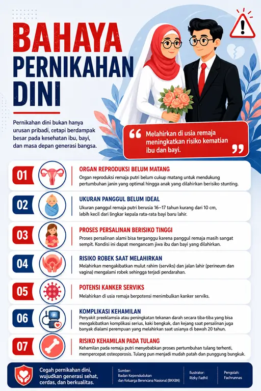 Sejumlah dampak kesehatan akibat menikah dini.
