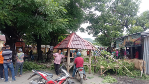 Persimpangan Jalan Lintas Wera di Desa Wora Kecamatan Wera Kabupaten Bima, Nusa Tenggara Barat, ditutup paksa oleh massa yang mendesak aparat kepolisian segera menangkap terduga pelaku perkosaan, Jumat (3/3/2023) pagi.
