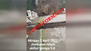 Tangkapan layar video yang berisi narasi disinformasi tentang jembatan putus di Kecamatan Langgudu Kabupaten Bima.