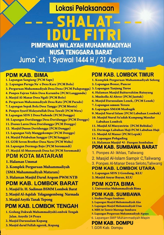 Jadwal Salat Idul Fitri