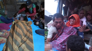 Korban tewas dan korban selamat terseret banjir di Desa Sambori Kecamatan Lambitu Kabupaten Bima, Nusa Tenggara Barat, Senin (3/4/2023) sore. Kolase Berita11.com.