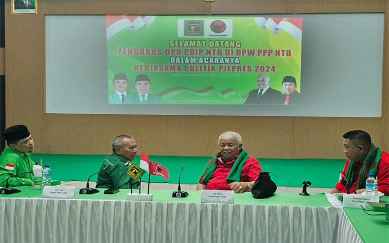 Ketua DPD PDI Perjuangan Provinsi Nusa Tenggara Barat (NTB), Rachmat Hidayat berkunjung ke kantor DPW Partai Persatuan Pembangunan (PPP) NTB, Senin (12/6/2023) pagi.