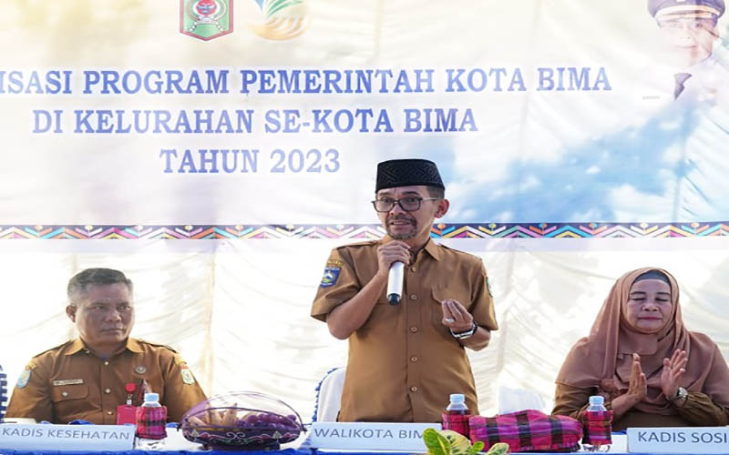 Wali Kota Bima, H Muhammad Lutfi memaparkan capaian program Pemkot Bima selama di bawah kepemimpinannya, Senin (10/7/2023)