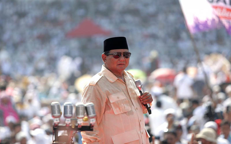 Prabowo Subianto dalam acara kampanye akbar di Gelora Bung Karno, Jakarta (7/4). Foto Ajeng Dinar Ulfiana KATADATA.