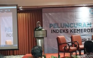 Ketua Dewan Pers, Ninik Rahayu saat memaparkan IKP 2023 di Jakarta, Kamis (31/8/2023). Foto Detik.