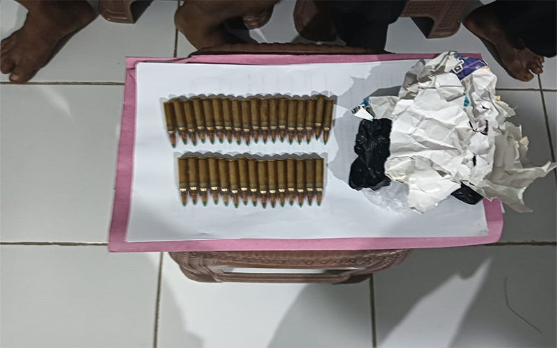 Barang bukti 33 peluru tajam yang dikoleksi sopir di Desa Maria Utara Kecamatan Wawo Kabupaten Bima yang berhasil diendus dan diamankan tim gabungan Intel Brimob dan Tim Puma 2 Polres Bima Kota, Selasa (23/1/2024) dini hari.