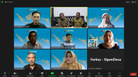Suasana rapat online di sela penandatanganan nota kesepahaman antara Dinas Kominfostik Kabupaten Bima dengan Perkumpulan Desa Digital Terbuka tentang Pengembangan Aplikasi Sistem Informasi Desa Open SID, Selasa (19/3/2024).