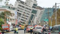 Kondisi bangunan di Taiwan setelah diguncang gempa bumi berkekuatan 7,4 SR, Rabu (3/4/2024) pagi hari waktu setempat.