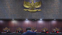 Suasana siding pembacaan hasil PHPU Pilpres 2024 di Gedung MK Republik Indonesia, Senin (22/4/2024). Foto Ist.