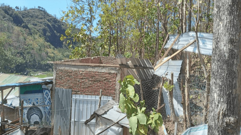 Kondisi rumah warga Kota Bima, Nusa Tenggara Barat usai dihempas puting beliung, Jumat (9/8/2024) siang.