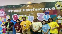 Baby Zu Team- Dari Kiri (Om Moe - Pengarang Lagu, Cinda - Pengisi Suara Momo, Adithya- Executive Producer, Irwanto - CEO, Amel - Penulis Cerita, Elma - Pengisi Suara Cici)