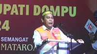 Ketua KPU Kabupaten Dompu, Arif Rahman saat menyampaikan sambutan pada dialog publik pasangan calon Bupati dan Wakil Bupati Dompu, beberapa waktu lalu.