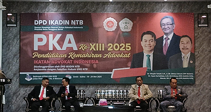 Pembukaan Pendidikan Kemahiran Advokat (PKA) Angkatan XIII Tahun 2025 di kampus UNU NTB, Senin (19/5/2025).