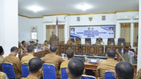 Suasana sosialiasi perceptan pembentukan Koperasi Kelurahan Merah Putih di Aula Maja Labo Dahu kantor Pemkot Bima, Selasa (20/5/2025).