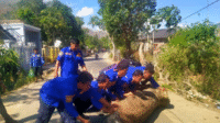 Tim Rescue Damkarmat Kabupaten Bima saat mengevakuasi pohon tumbang yang menutup ruas jalan di Kecamatan Palibelo Kabupaten Bima beberapa hari lalu.
