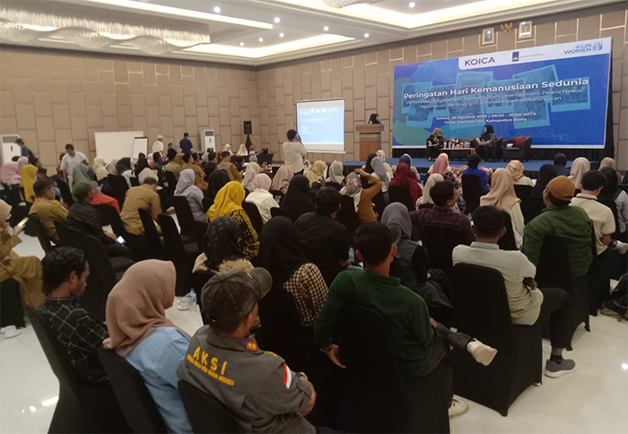 Suasana Pertukaran Pengetahuan Humanitarian, Development, Peace (HDP) Nexus di Ballroom Hotel Marina Inn Kota Bima, Selasa (26/8/2025). Foto Berita11.com.