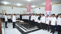 Suasana saat Wali Kota Bima H Arahman H Abidin saat melantik puluhan pejabat saat prosesi mutasi dan rotasi pejabat lingkup Pemkot Bima, Rabu (27/8/2025).