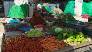 Aktivitas pedagang bahan pokok di Pasar Tradisional Amahami Kota Bima. Foto US/ Berita11.com.