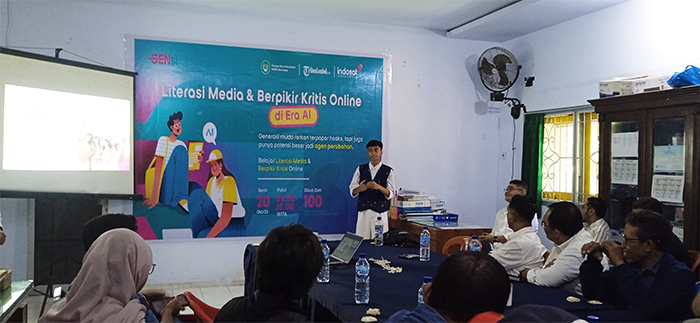 Mantan Ketua OSIS SMAN 4 Kota Bima, Alievca Pedro Al Afghan memaparkan pengalaman menghadapi hoaks di tengah perkembangan AI dan manfaat mengikuti Program Gensi yang diikutinya.