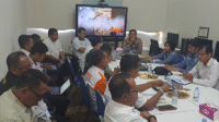 Suasana rakor lintas sektor yang digelar di ruang Pusat Pengendalian Operasi BPBD Kabupaten Bima, Rabu (15/10/2025).