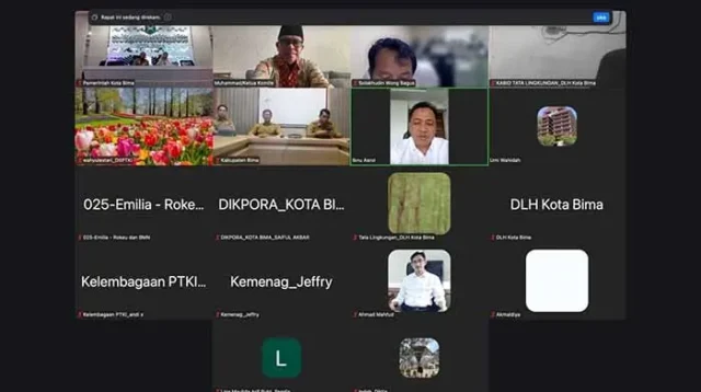 Rapat koordinasi online (dalam jaringan) proses pendirian Institut Agama Islam Negeri (IAIN) Bima diikuti sejumlah pemangku kepentingan, Selasa (11/11/2025).
