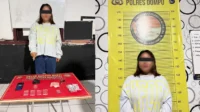 Ibu rumah tangga terduga pengedar Narkoba yang diringkus aparat Kepolisian di Dompu dan barang bukti sabu-sabu dan ganja.