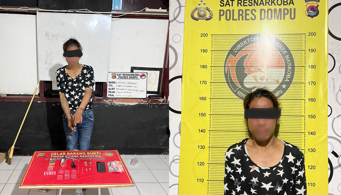 Terduga pengedar narkoba dan barang bukti yang berhasil diamankan Satuan Reserse Narkoba Polres Dompu saat tengah asyik menikmati sabu-sabu, Senin (2/12/2025) dini hari.