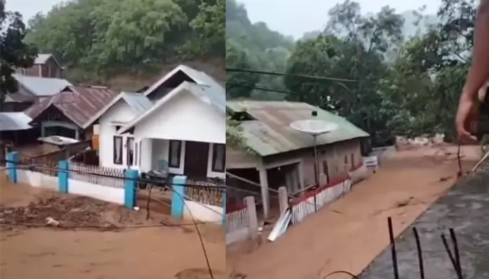 Kondisi rumah warga di Kecamatan Sape Kabupaten Bima saat terendam banjir, Rabu (24/12/2025).