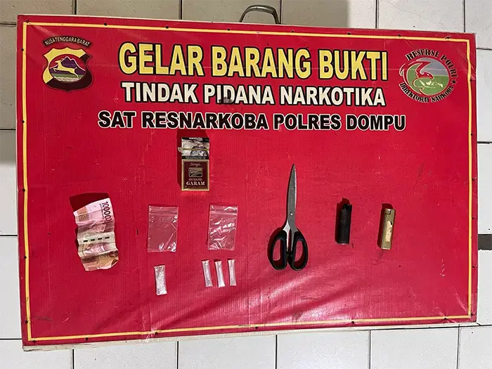 Barang bukti Narkoba yang diamankan Satuan Reserse Narkoba Polres Dompu.
