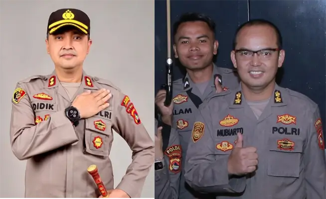 Mantan Kapolres Bima Kota, AKBP Didik Putra Kuncoro dan Kapolres Bima Kota (baru) AKBP Mubiarto Banu Kristanto.