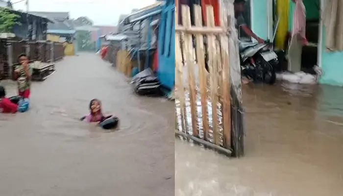 Kondisi luapan banjir di Dusun Jala Desa Nggembe Kecamatan Bolo Kabupaten Bima, Rabu (25/2/2026) sore.