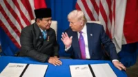 Presiden Prabowo Subianto dan Presiden Donald Trump usai penandatanganan perjanjian dagang resiprokal kedua negara pada 19 Februari 2026 lalu. (Foto: BPMI Setpres). Presiden Prabowo Subianto dan Presiden Donald Trump usai penandatanganan perjanjian dagang resiprokal kedua negara pada 19 Februari 2026 lalu. (Foto: BPMI Setpres).