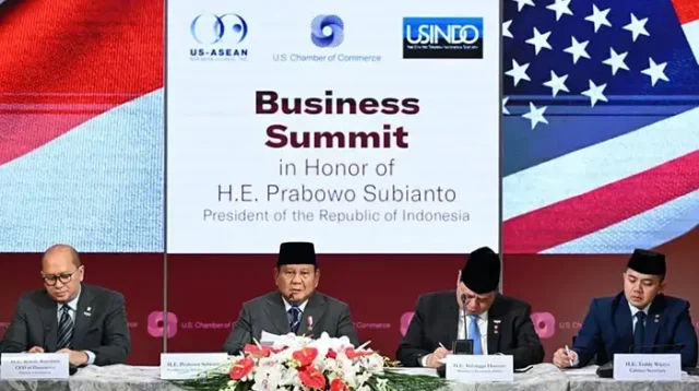 Presiden Prabowo Subianto saat bertemu sejumlah pengusaha di Amerika Serikat.