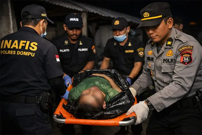 Ilustrasi polisi mengevakuasi korban tewas tersengat listrik.