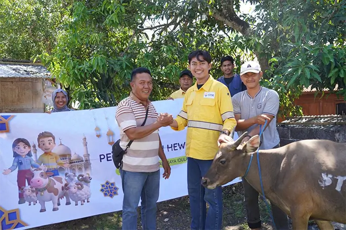 Tim PT Sumbawa Timur Mining (STM) menyalurkan sapi bagi masyarakat di Kabupaten Dompu, Provinsi Nusa Tenggara Barat. Bantuan bertujuan untuk memperkuat hubungan sosial perusahaan dan masyarakat, sekaligus mendukung pemenuhan gizi masyarakat.