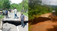 Kondisi jalan dan jembatan yang rusak akibat terjangan luapan banjir yang melanda Kecamatan Sape dan Kecamatan Lambu Kabupaten Bima, Rabu (20/5/2026) malam.