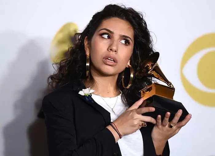 Alessia Cara poses in the press room during the 60th Annual Grammy Awards on January 28 in New York. (Photo credit: DON EMMERT/AFP/Getty Images).