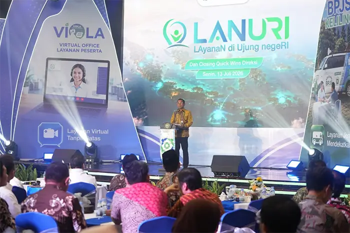 Direktur Utama BPJS Kesehatan, Prihati Pujowaskito saat peluncuran LANURI serentak di 558 titik kabupaten/kota se-Indonesia.