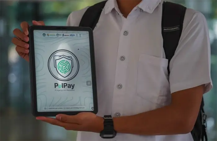 Sistem pembayaran digital berbasis biometrik bernama Polpay atau Jempol Payment yang dikembangkan mahasiswa UGM.