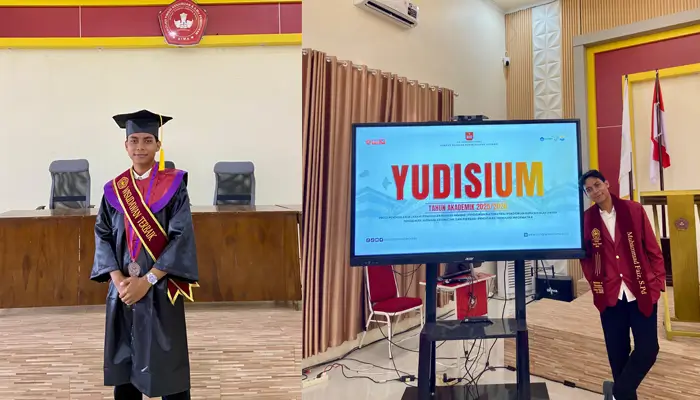 Wisudawan terbaik Prodi PTI Angkatan XXII STKIP Taman Siswa Bima, Muhammad Faiz. Kolase Berita11.com.