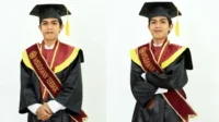Muhammad Ma'ruf, wisudawan terbaik Angkatan XXII Prodi Pendidikan Sejarah STKIP Taman Siswa Bima. Kolase Berita11.com.