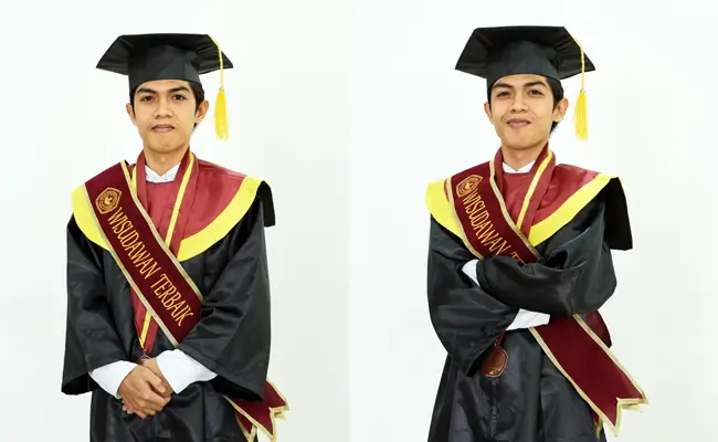 Muhammad Ma'ruf, wisudawan terbaik Angkatan XXII Prodi Pendidikan Sejarah STKIP Taman Siswa Bima. Kolase Berita11.com.