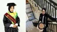 Wisudawan Terbaik Pertama Angkatan XXII STKIP Taman Siswa Bima, Nur Anita. Kolase Berita11.com.