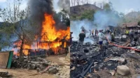 Kondisi sejumlah rumah panggung milik warga Dusun Wanca Desa Ntoke Kecamatan Wera Kabupaten Bima yang dilahap si jago merah Jumat pagi (23/10/2026).